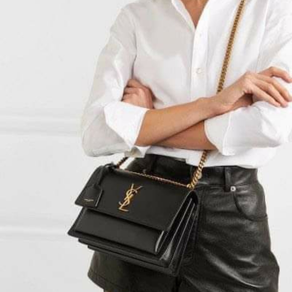 YSL SUNSET Medium Black Crossbody Brand New - Picture 11 of 11